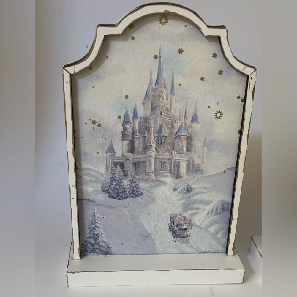 Frosted fairytale tabletop sign decor NEW NWT 3 total Christmas festive - Picture 3 of 10